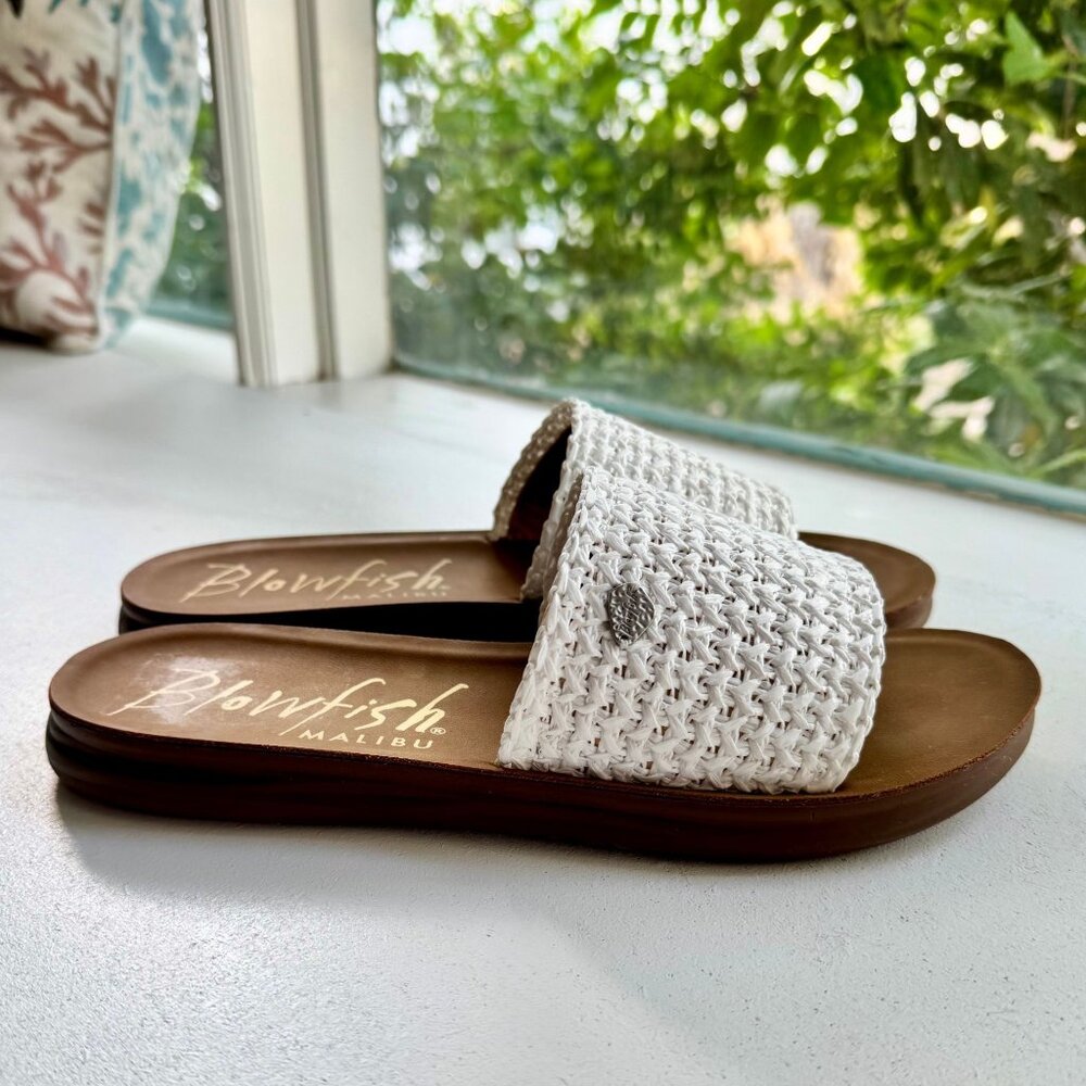 Blowfish Malibu White Slide On Sandals Size 8